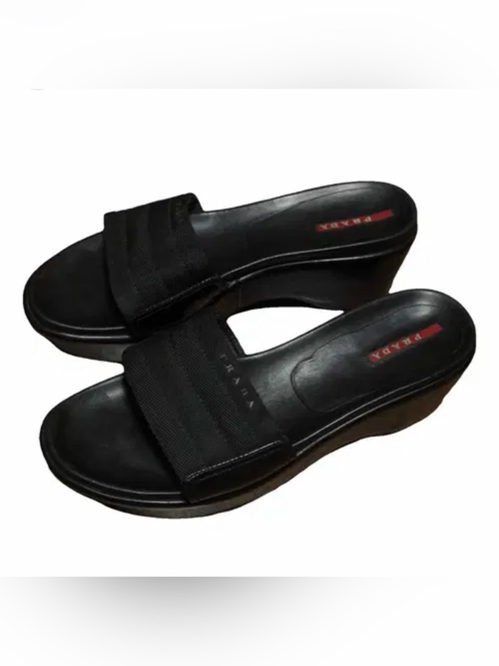 Prada Y2K Black Slide Wedge Mules size women’s 9